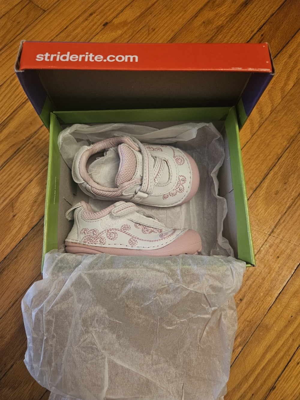 Stride Rite Toddler White and Light Pink Lace-Detail Sneakers